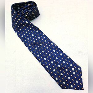 Versace Classic V2 Blue Silk Necktie Tie w/ Ivory Medusa & Gold Diamond Pattern